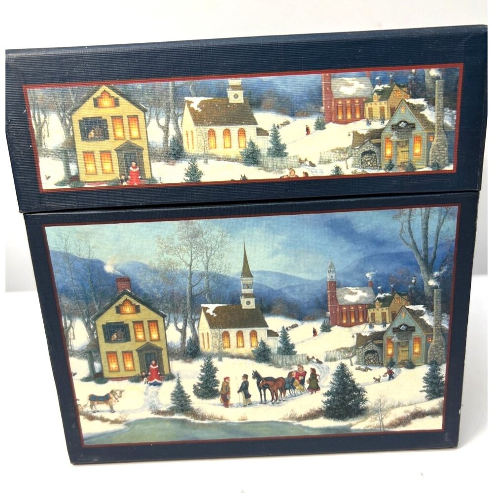 Hand-Painted Decorative Storage Box With Countryside, And Christmas Scenes Very